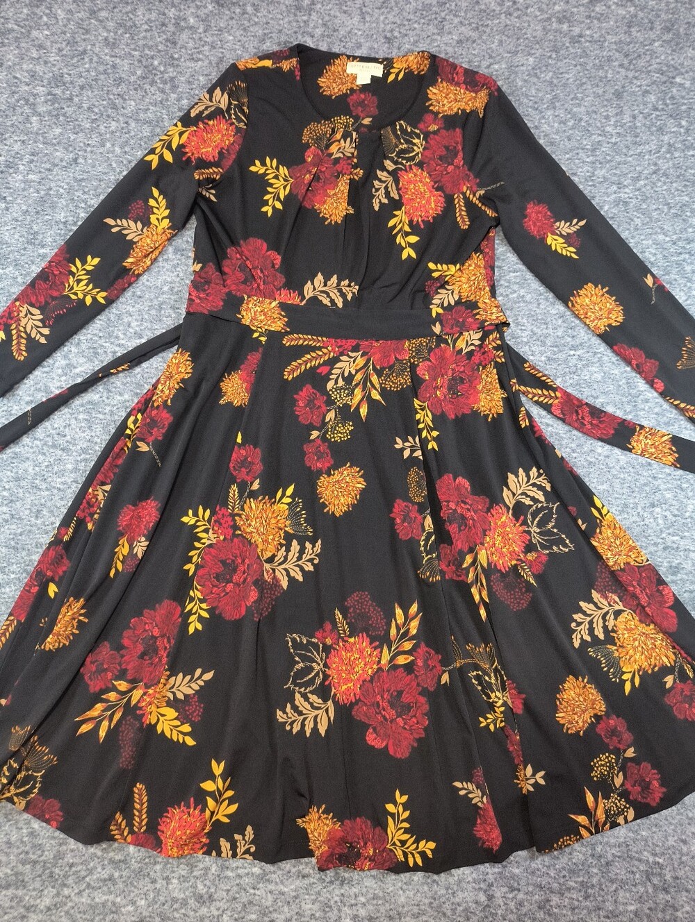 Appleseed's petites midi dress, women's petite medium,fall flowers